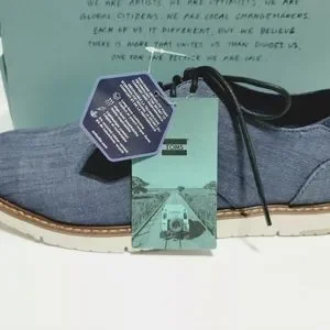Toms Navy Crosshatch Denim Oxford Toms Men Navi Oxford-Black Crosshatch Denim - Size 8.5 - NWT  main image 2